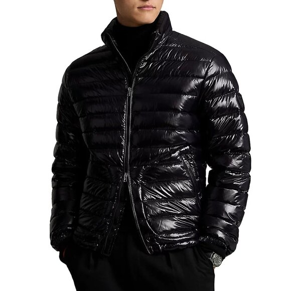 Polo Ralph Lauren Men's Glossy Nylon Quilted Puffer Jacket Lightweight Black XL - Picture 1 of 6